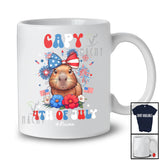 Personalized Capy 4th Of July; Lovely Custom Name Capybara Groovy Flowers; Patriotic T-Shirt