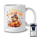 Personalized Capy Thanksgiving; Lovely Custom Name Capybara Fall Pumpkin Leaves; Animal T-Shirt