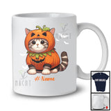 Personalized Cat Pumpkin Cosplay; Humorous Halloween Custom Name Cat; Animal T-Shirt