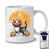 Personalized Cat Pumpkin Cosplay; Scary Halloween Moon Custom Name Cat Owner; Family T-Shirt
