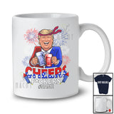 Personalized Cheers F*ckers; Amazing 4th Of July Trump Drinking Beer; Custom Name Patriotic T-Shirt