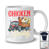 Personalized Chicken Daddy; Humorous Father's Day Chicken On Trailer Tractor; Custom Name Farmer T-Shirt