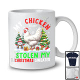 Personalized Chicken Stolen My Christmas Sweater; Cute X-mas Tree Custom Name Snowing T-Shirt