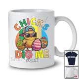 Personalized Chicks Dig Me; Lovely Easter Bunny Chick Eggs; Custom Name Farmer Vintage Retro T-Shirt