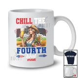 Personalized Chill the Fourth Out; Humorous 4th of July Custom Name Women Drinking Patriotic T-Shirt