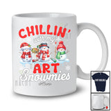 Personalized Chillin' With My Art Snowmies; Amusing Christmas Snowman; Custom Name Teacher T-Shirt