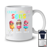 Personalized Chillin' With My Sons; Colorful Summer Custom Name Three Ice Creams T-Shirt