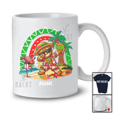 Personalized Christmas In July; Joyful Summer Custom Name Dabbing Gingerbread; Rainbow T-Shirt