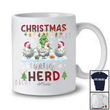 Personalized Christmas With My Herd; Fantastic X-mas Plaid Three Santa Chicken; Custom Name Farmer T-Shirt