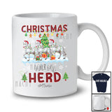 Personalized Christmas With My Herd; Fantastic X-mas Plaid Three Santa Horse; Custom Name Farmer T-Shirt