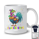 Personalized Cluckdi Gras; Humorous Mardi Gras Mask Beads Rooster Farmer; Custom Name Parades T-Shirt