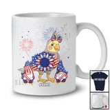 Personalized Cockatiel With Headband US Flag; Adorable 4th of July Custom Name Patriotic Sunflower T-Shirt