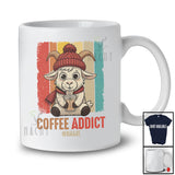 Personalized Coffee Addict; Lovely Custom Name Goat Drinking Coffee; Goat Farmer Vintage Retro T-Shirt