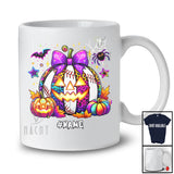 Personalized Colorful Baseball Leopard Pumpkin; Humorous Halloween Custom Name Baseball Player T-Shirt