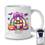 Personalized Colorful Soccer Leopard Pumpkin; Humorous Halloween Custom Name Soccer Player T-Shirt