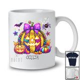 Personalized Colorful Softball Leopard Pumpkin; Humorous Halloween Custom Name Softball Player T-Shirt