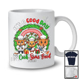 Personalized Cook Some Food; Lovely Christmas Custom Name 3 Reindeer Rainbow; Lunch Lady Chef T-Shirt