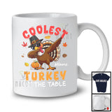 Personalized Coolest Turkey At The Table; Lovely Thanksgiving Custom Name Dabbing Turkey T-Shirt