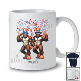 Personalized Couple Bigfoot Dancing; Joyful 4th Of July Custom Name Patriotic Bigfoot Lover T-Shirt