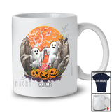 Personalized Couple Ghost Rock Climbing; Humorous Halloween Custom Name Rock Climbing Lover T-Shirt