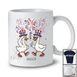 Personalized Couple Goose Dancing; Joyful 4th Of July Custom Name Patriotic Goose Lover T-Shirt