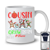 Personalized Cousin Crew 2024, Lovely Christmas Custom Name Family, Santa Elf Reindeer Dabbing T-Shirt