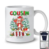 Personalized Cousin Crew; Adorable Christmas Lights Tree Reindeer Leopard Plaid; Custom Name Family T-Shirt