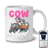 Personalized Cow Aunt; Humorous Mother's Day Cow On Trailer Tractor; Custom Name Farmer T-Shirt