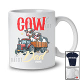 Personalized Cow Dad; Humorous Father's Day Cow On Trailer Tractor; Custom Name Farmer T-Shirt