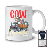 Personalized Cow Grandpa; Humorous Father's Day Cow On Trailer Tractor; Custom Name Farmer T-Shirt
