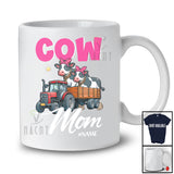 Personalized Cow Mom; Humorous Mother's Day Cow On Trailer Tractor; Custom Name Farmer T-Shirt
