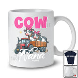 Personalized Cow Nana; Humorous Mother's Day Cow On Trailer Tractor; Custom Name Farmer T-Shirt