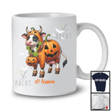 Personalized Cow Pumpkin Cosplay; Humorous Halloween Custom Name Cow; Farm Animal T-Shirt
