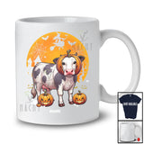 Personalized Cow Pumpkin Cosplay; Scary Halloween Moon Custom Name Cow Farmer T-Shirt
