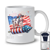Personalized Cow Riding Firecracker American Flag; Amazing 4th Of July Custom Name Patriotic T-Shirt