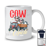 Personalized Cow Uncle; Humorous Father's Day Cow On Trailer Tractor; Custom Name Farmer T-Shirt