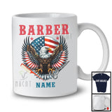 Personalized Custom Barber Name, Awesome 4th Of July Eagle American Flag, Barber Group T-Shirt