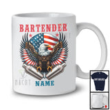 Personalized Custom Bartender Name, Awesome 4th Of July Eagle American Flag, Bartender Group T-Shirt