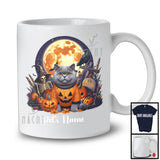 Personalized Custom Kitten's Name British Shorthair Cat, Lovely Halloween Skeleton Pumpkins T-Shirt