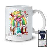 Personalized Custom Name 100 Days Y'all; Wonderful 100th Day Of School Dabbing Flamingo; Plaid Rainbow T-Shirt