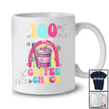 Personalized Custom Name 100 Days of School Coffee And Chaos; Adorable Rainbow Pencil T-Shirt