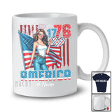 Personalized Custom Name 1776 America; Proud 4th Of July American Women US Flag; Patriotic T-Shirt
