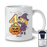 Personalized Custom Name 4th Birthday Witch; Amazing Halloween 4 Years Old Pumpkin; Family T-Shirt