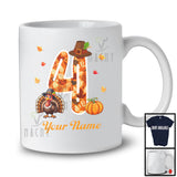 Personalized Custom Name 4th Birthday; Awesome Thanksgiving Turkey Pumpkin; Family T-Shirt