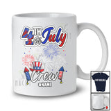 Personalized Custom Name 4th Of July Crew; Cheerful American Flag Fireworks; Patriotic T-Shirt