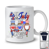 Personalized Custom Name 4th Of July Crew; Cheerful Three Gnomes US Flag Fireworks; Patriotic T-Shirt