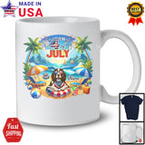Personalized Custom Name 4th Of July, Lovely Summer Vacation English Springer Spaniel On Beach T-Shirt