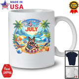 Personalized Custom Name 4th Of July, Lovely Summer Vacation German Shepherd On Beach T-Shirt