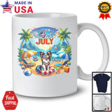Personalized Custom Name 4th Of July, Lovely Summer Vacation Papillon On Beach, Family Group T-Shirt