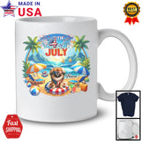 Personalized Custom Name 4th Of July, Lovely Summer Vacation Pekingese On Beach, Family T-Shirt